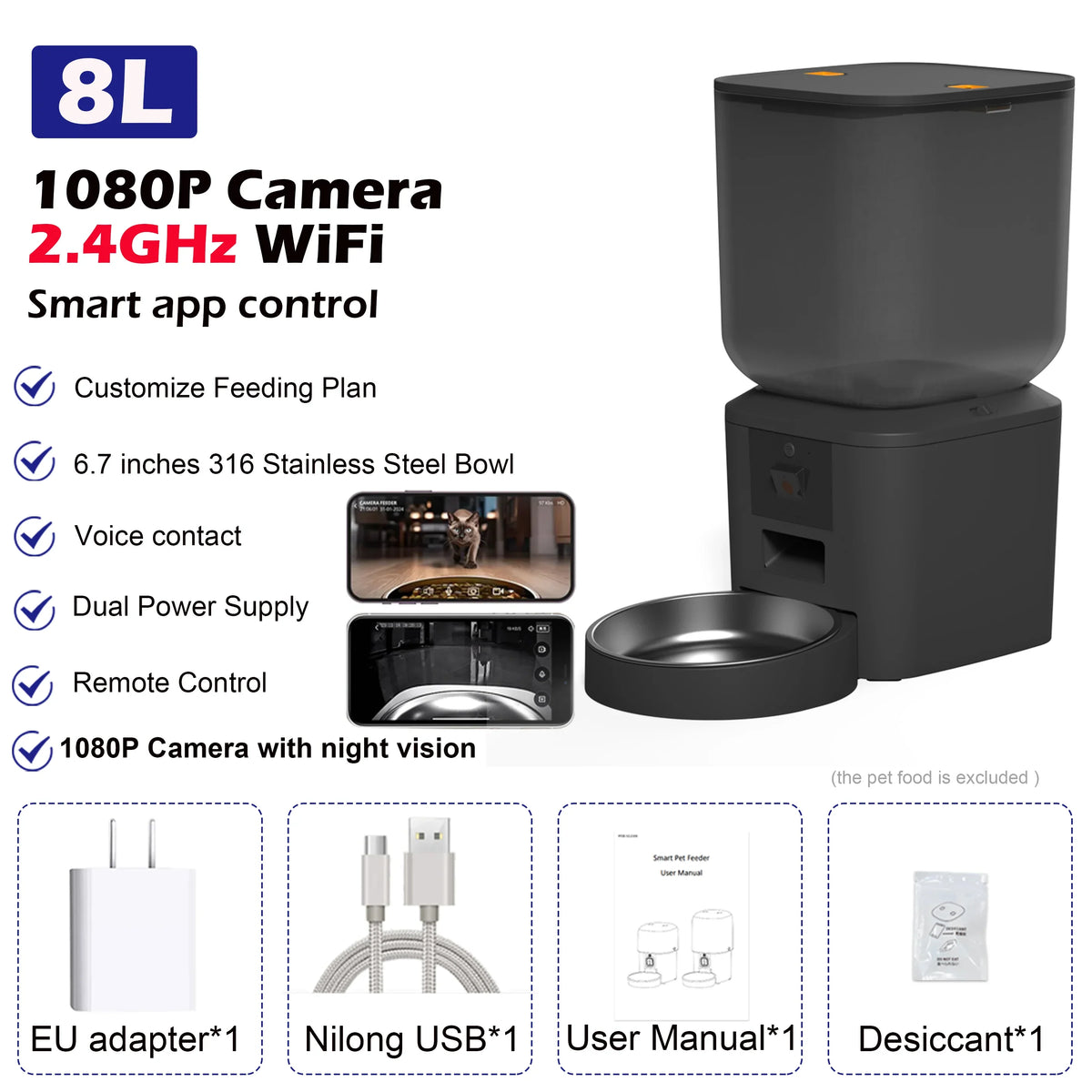 8L Automatic Cat Feeder with 1080p Camera and Wi-Fi - view 7