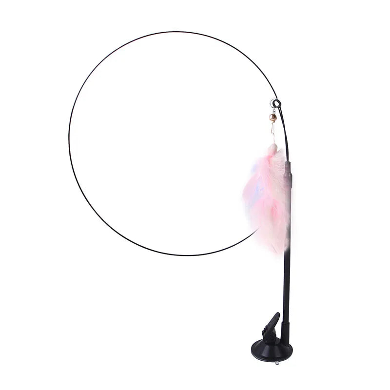 Cat Toys Simulated Bird  Feather Cat Teasing Stick Epoxy Sucker Steel Wire Long Rod  Cat Self Hi No Harmful Ingredients