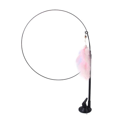 Cat Toys Simulated Bird  Feather Cat Teasing Stick Epoxy Sucker Steel Wire Long Rod  Cat Self Hi No Harmful Ingredients
