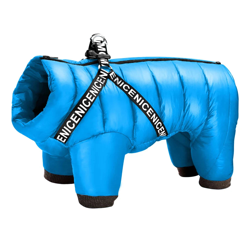 Winter Dog Clothes Super Warm Pet Dog Jacket Coat With Harness Waterproof Puppy Clothing Hoodies For Small Medium Dogs Outfit
