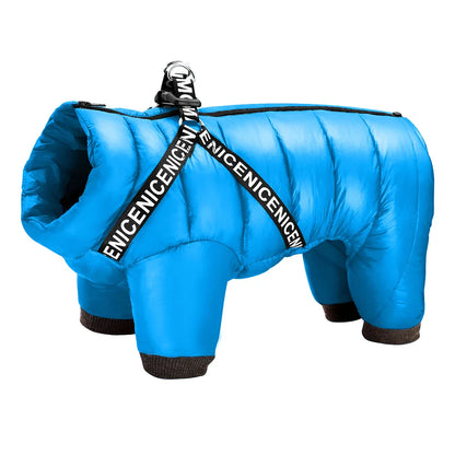 Winter Dog Clothes Super Warm Pet Dog Jacket Coat With Harness Waterproof Puppy Clothing Hoodies For Small Medium Dogs Outfit