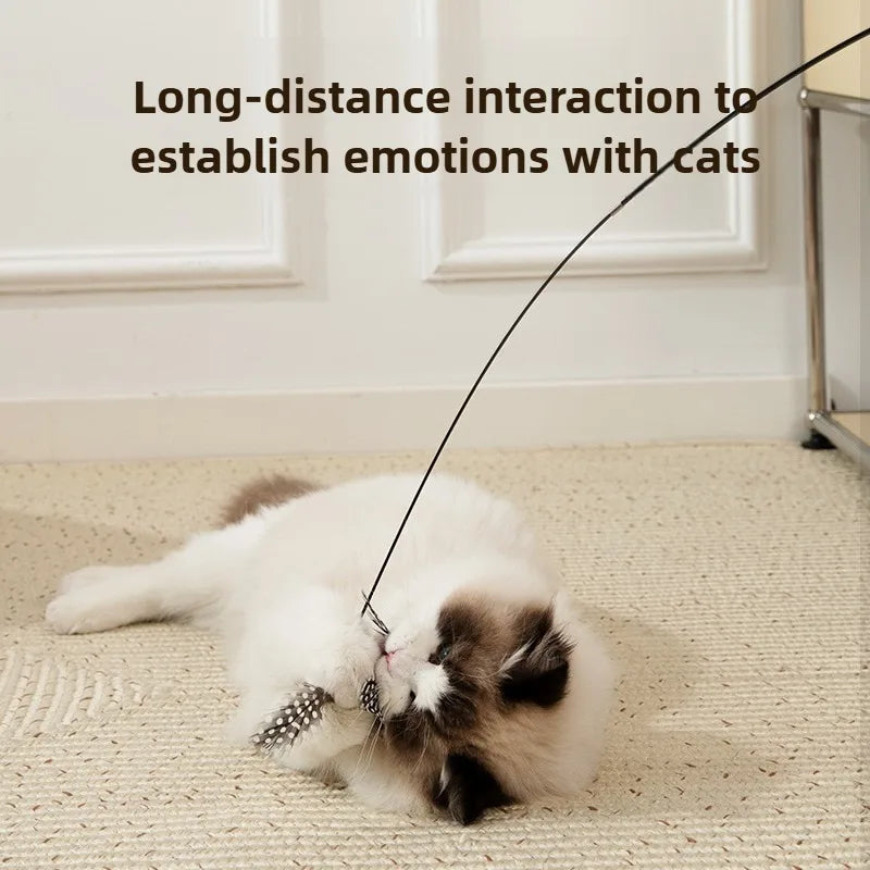 Telescopic Feather Wand Cat Toy, 1.8m