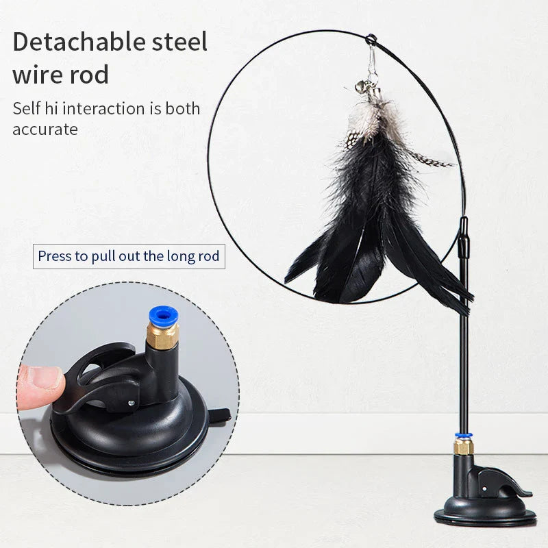 Hands-Free Suction Cup Bird Feather Cat Wand Toy - view 2