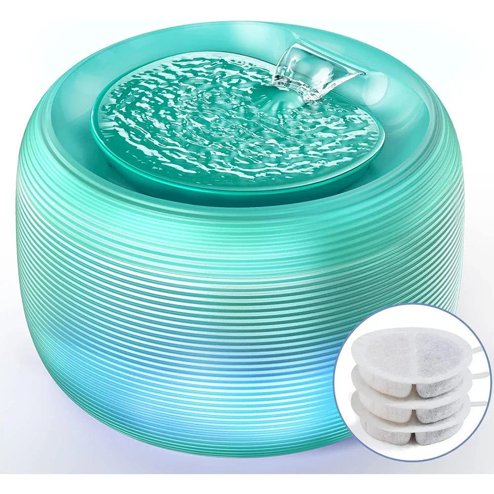 Smart Ultra Quiet Waterfall ﻿ 2.5L Cat Water Dispenser with Smart Pump Pet Water Fountain for Cats and Dogs Built-in LED Light