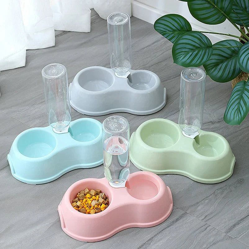 Raised Double Food Bowl with Water Dispenser for Cats and Dogs - view 3
