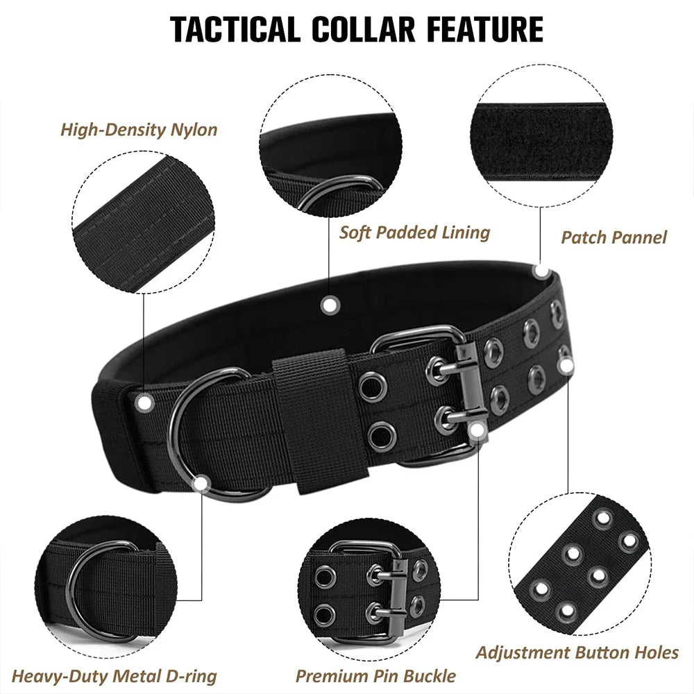 Military-Style Tactical Dog Collar for Medium and Large Dogs - view 3
