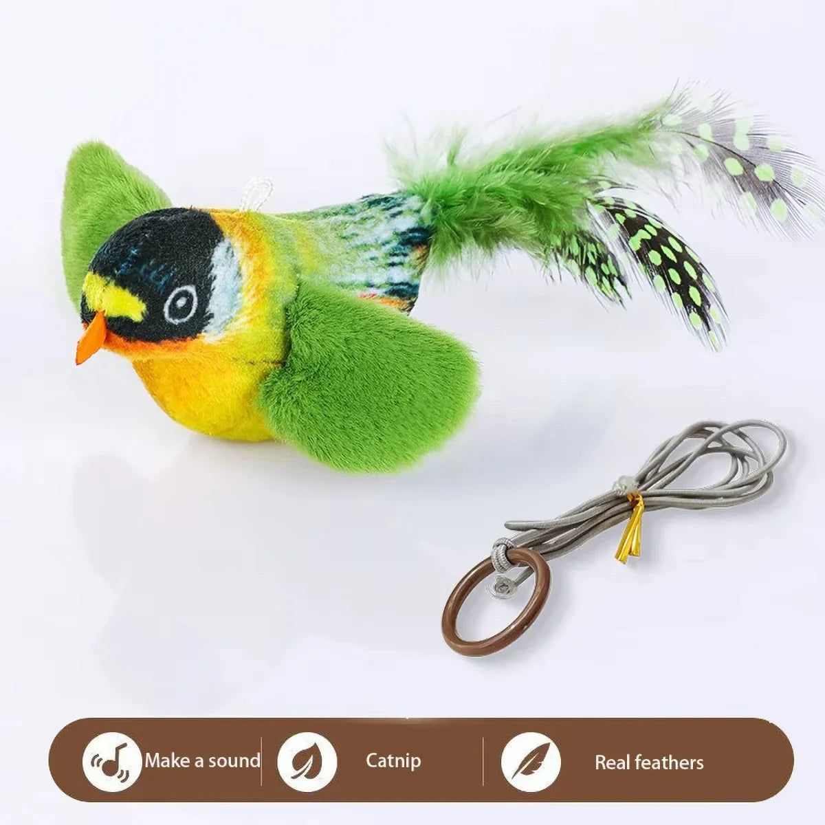 Sound-Sensing Chirping Bird Cat Toy with Catnip - view 7