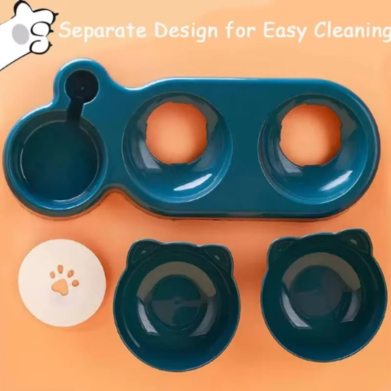 Triple Cat Bowl Feeder with Automatic Water Bottle - view 6