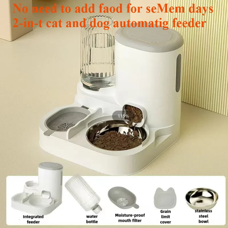 Integrated Cat Food Bowl and Automatic Water Feeder