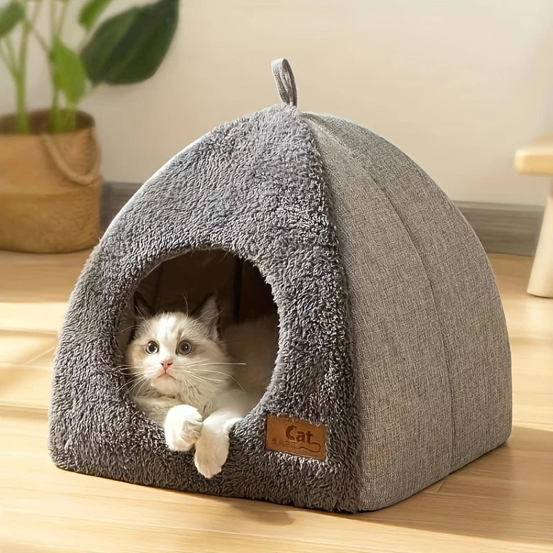 Cozy Semi-Enclosed Tent Bed for Cats and Dogs