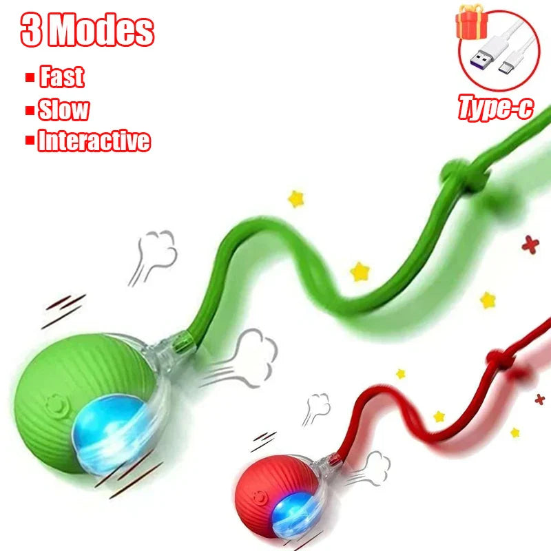 Rechargeable Rolling Ball Cat Toy with Faux Tail - view 12