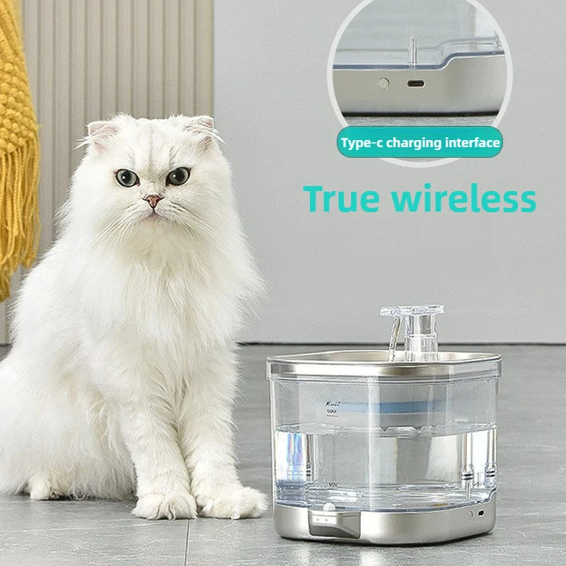 Wireless Stainless Steel Cat Water Fountain with Sensor - view 3