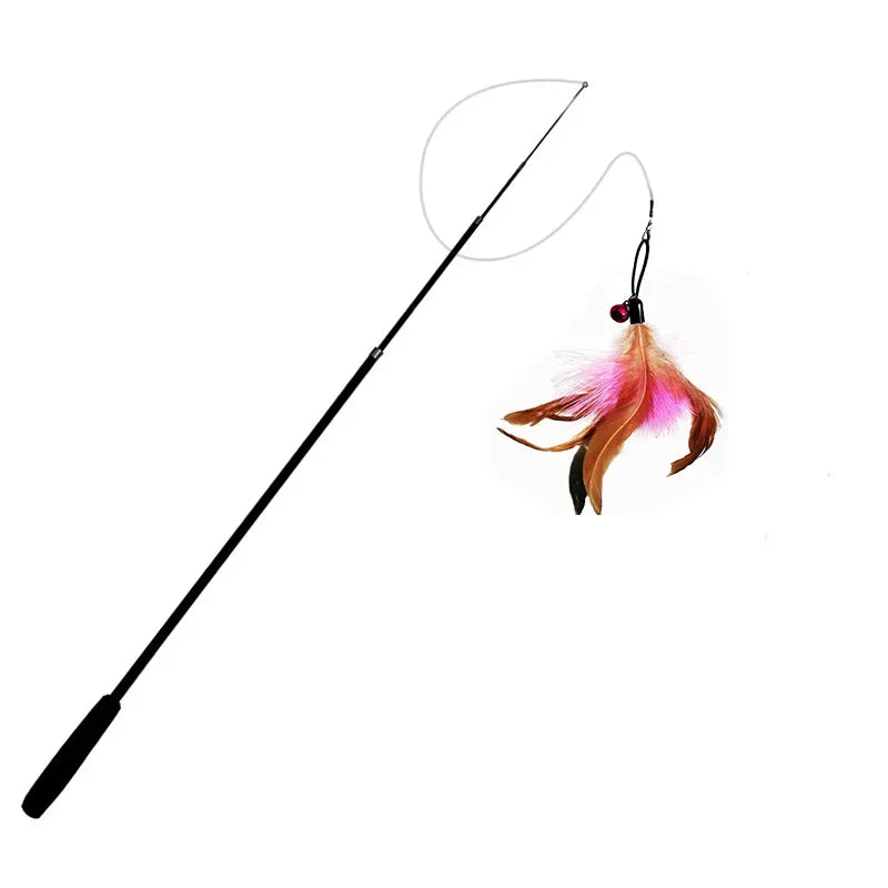 Telescopic Feather Wand Cat Toy, 1.8m