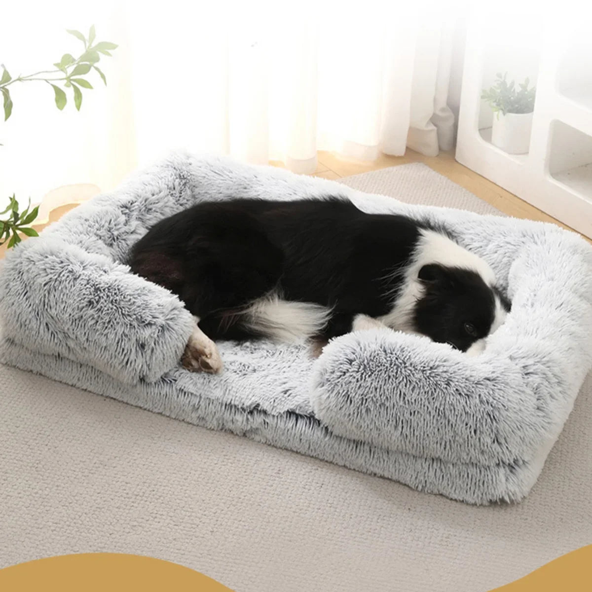 Square Plush Dog Bed with Removable Cover - view 2