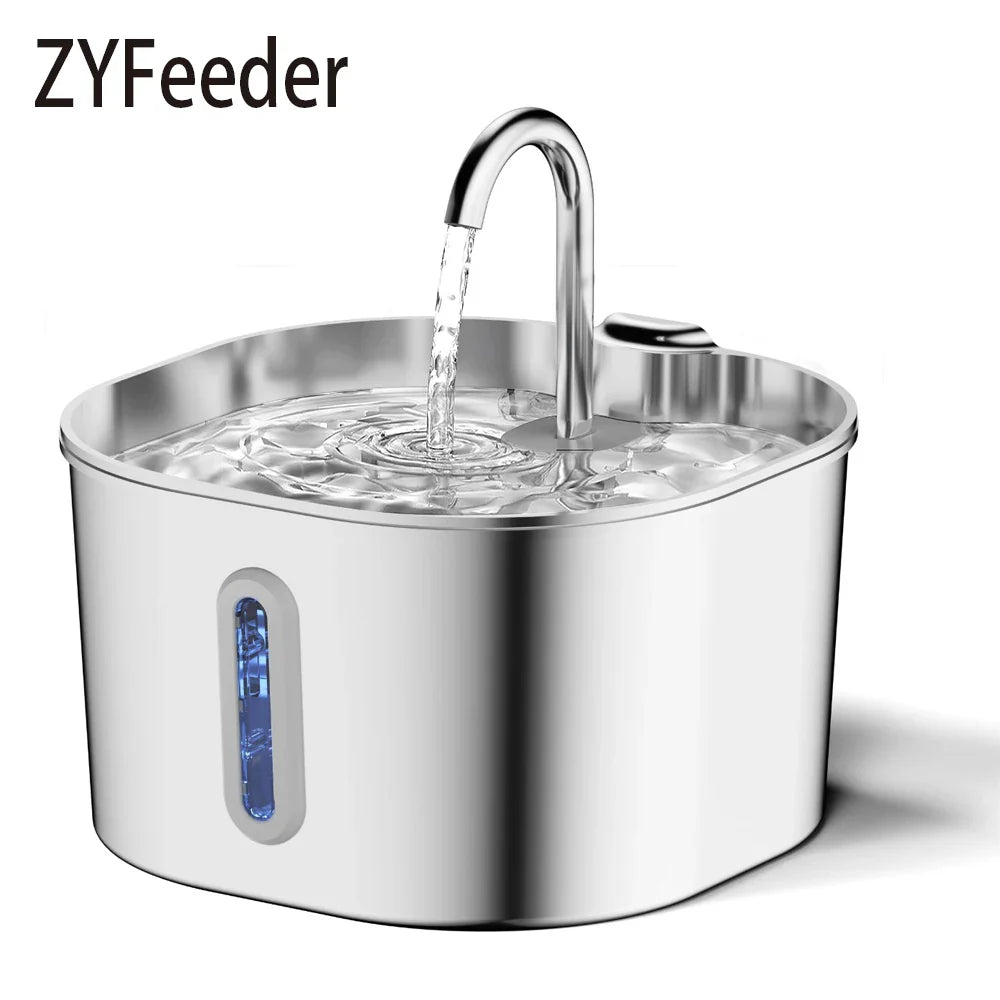 ZYFeeder Stainless Steel Cat Water Fountain, 2.2L