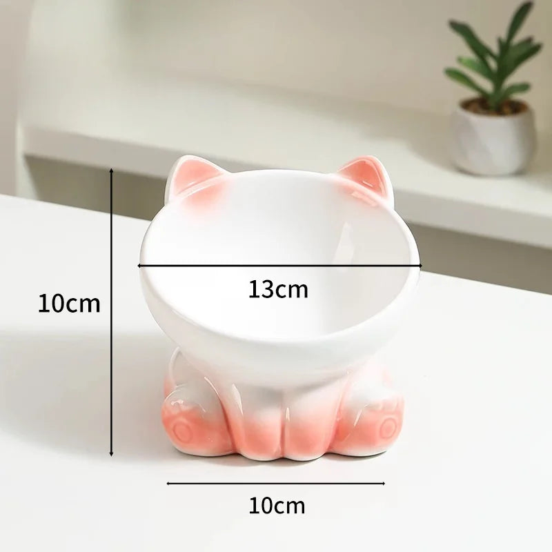 Cat Bowl Pet Accessories Ceramic Diagonal High Feet Cute Protection Cervical Spine Dog Bowl Drink Water Bowl Pet Supplies