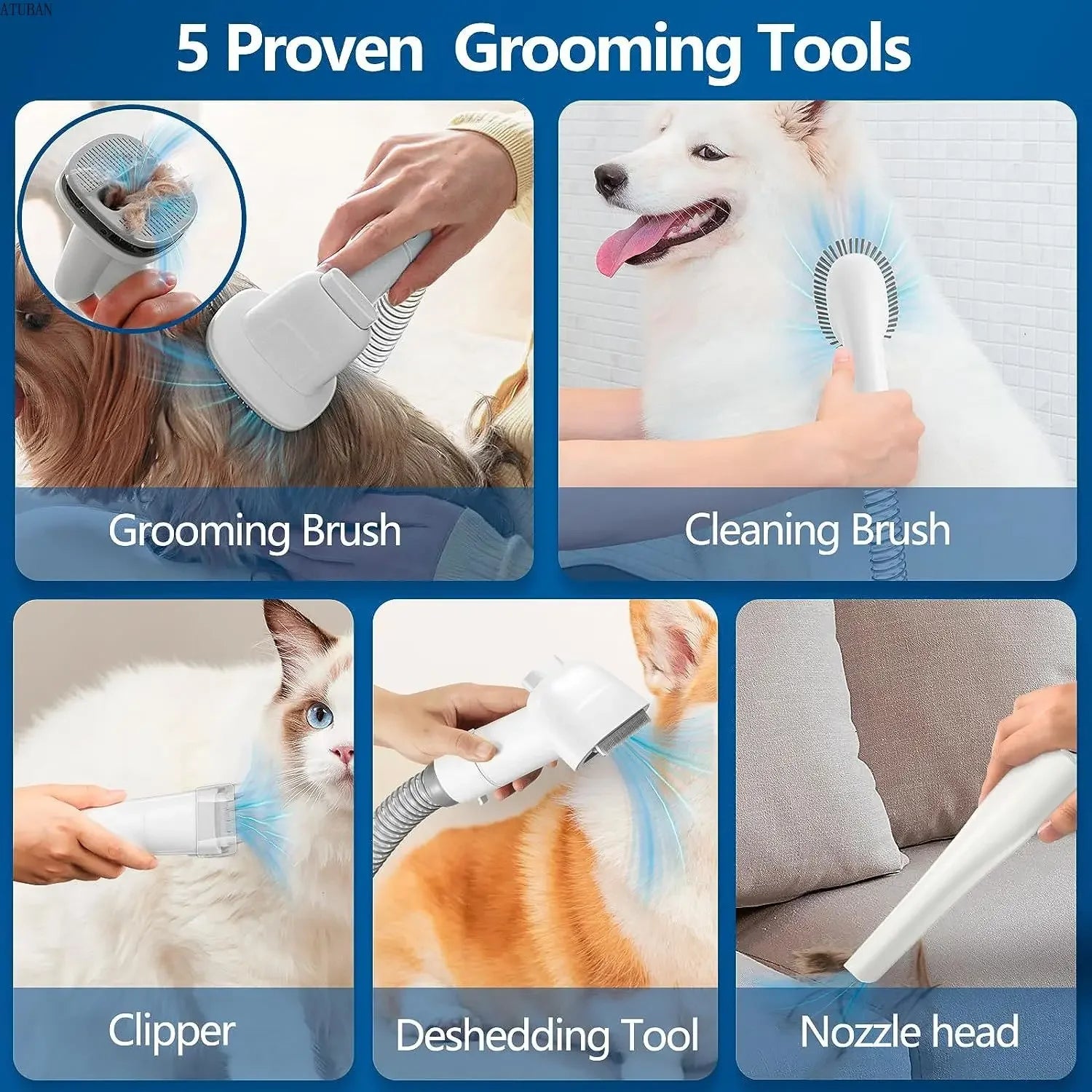 Dog Grooming Vacuum Kit, 2.3L Capacity