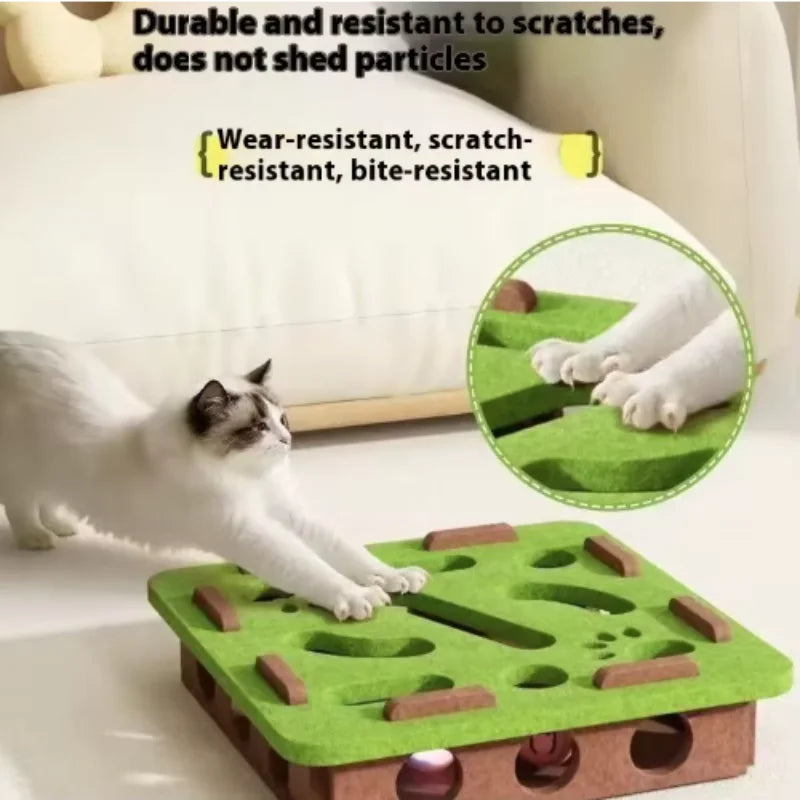 Felt Maze Puzzle Box Cat Toy with Bell Balls - view 2