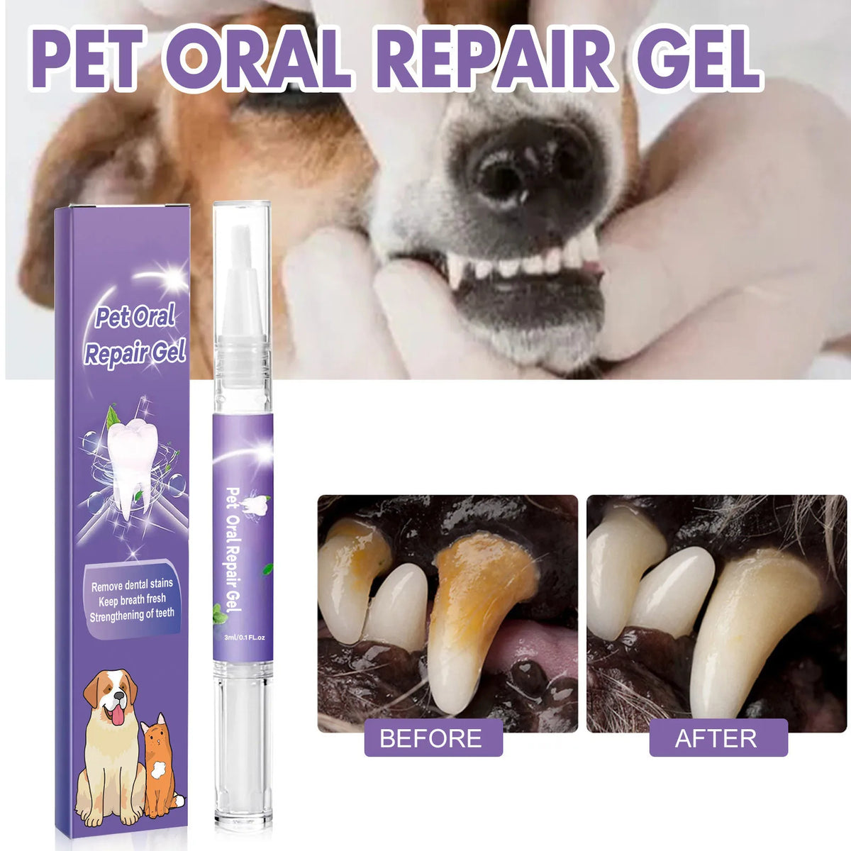 Dental Care Breath Freshener Gel for Dogs and Cats
