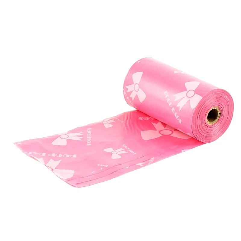 Leakproof Pet Waste Bags with Pink Bows