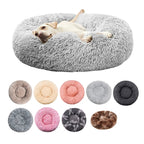 Washable Round Plush Basket Bed for Dogs and Cats