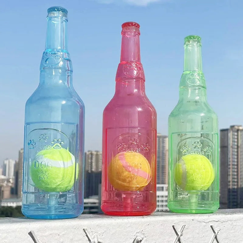 Squeaky Bottle Chew Toy with Tennis Ball for Dogs - view 3
