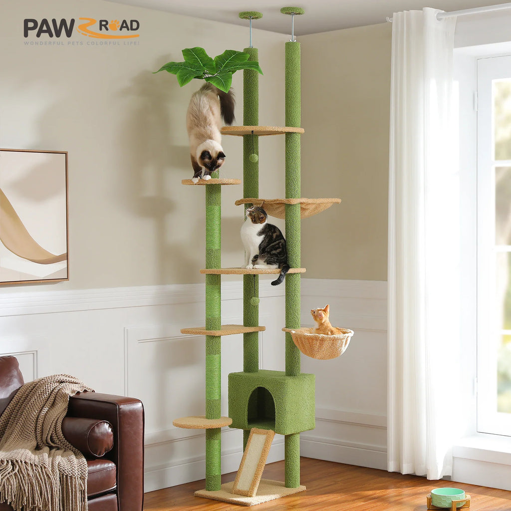 Floor-to-Ceiling Cat Tree with Hammock and Scratching Posts - view 5