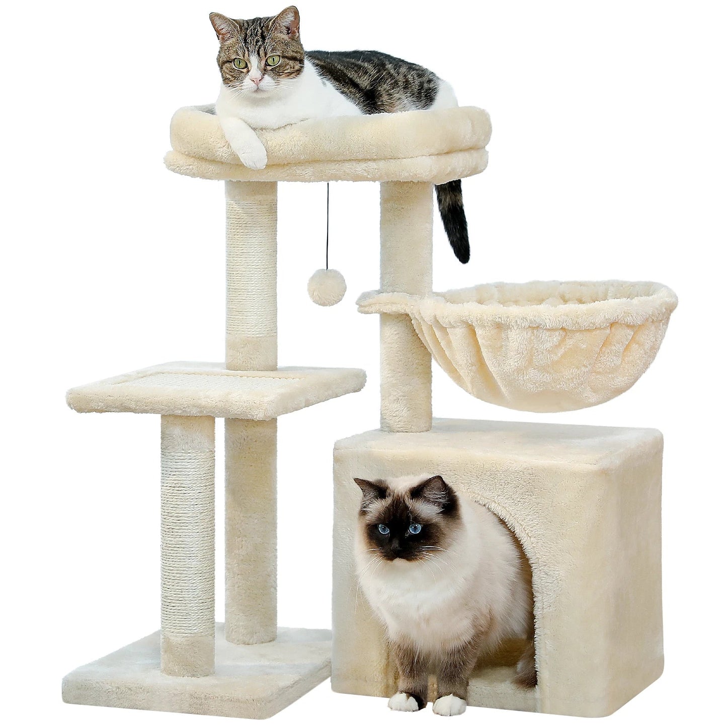 Small Cat Tree Cat Tower with Natural Sisal Scratching Post,Spacious Top Perch,Privite Cat Condo Perfect for Indoor Cats,Cat Toy