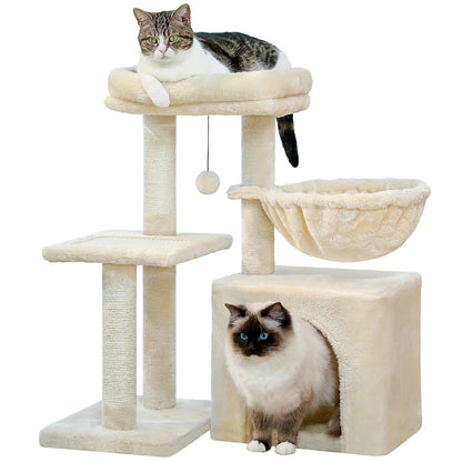 Small Cat Tree Cat Tower with Natural Sisal Scratching Post,Spacious Top Perch,Privite Cat Condo Perfect for Indoor Cats,Cat Toy