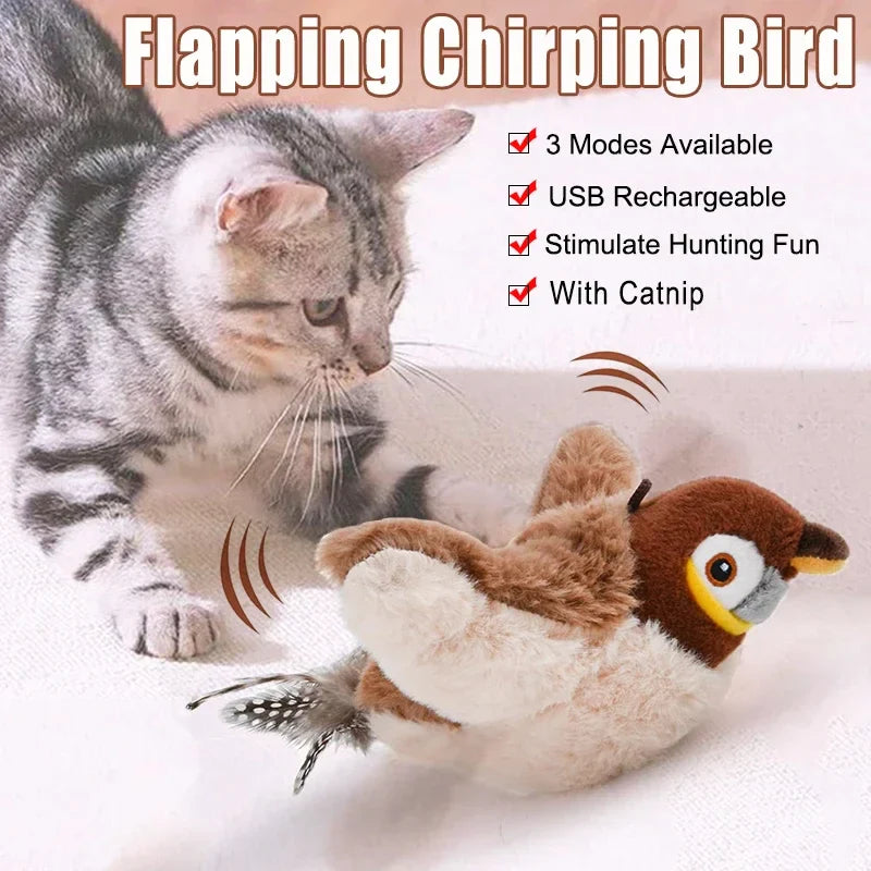 Rechargeable Flapping Bird Cat Toy with Catnip