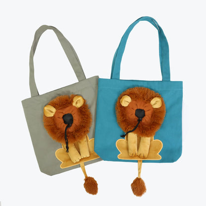 Pet Canvas Shoulder Bag Lion Shaped Carrier For Cat Comfortable Cats Carrying Pouch Handbag Puppy Messenger Bag For Out Travel