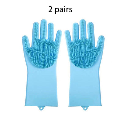 2Pcs Pet Grooming Cleaning Gloves Dog Massage Bathing Cleaning Glove Soft Silicone Hair Removal Glove Hand Skin Protection Glove