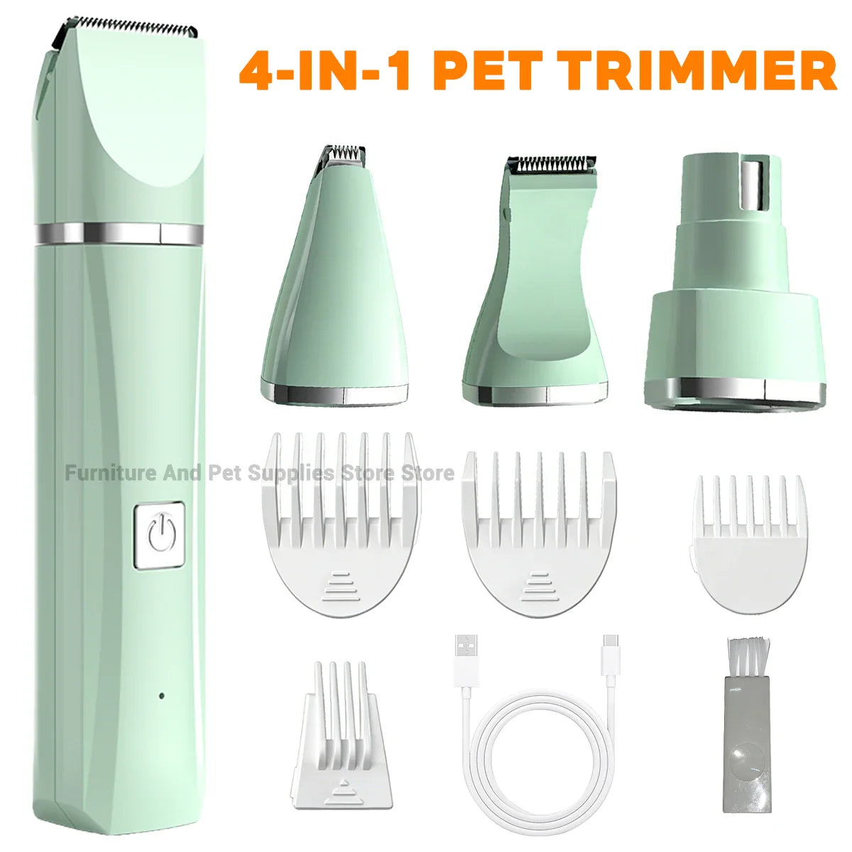 4-in-1 Rechargeable Grooming Clipper Set for Dogs and Cats