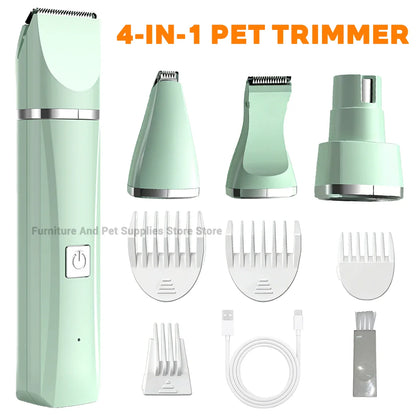 Professional 4-in-1 Electric Pet Grooming Tool Set Dog Hair Clippers USB Rechargeable Pets Haircut Trimmer Shaver Cats Supplies