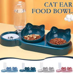 Triple Cat Bowl Feeder with Automatic Water Bottle