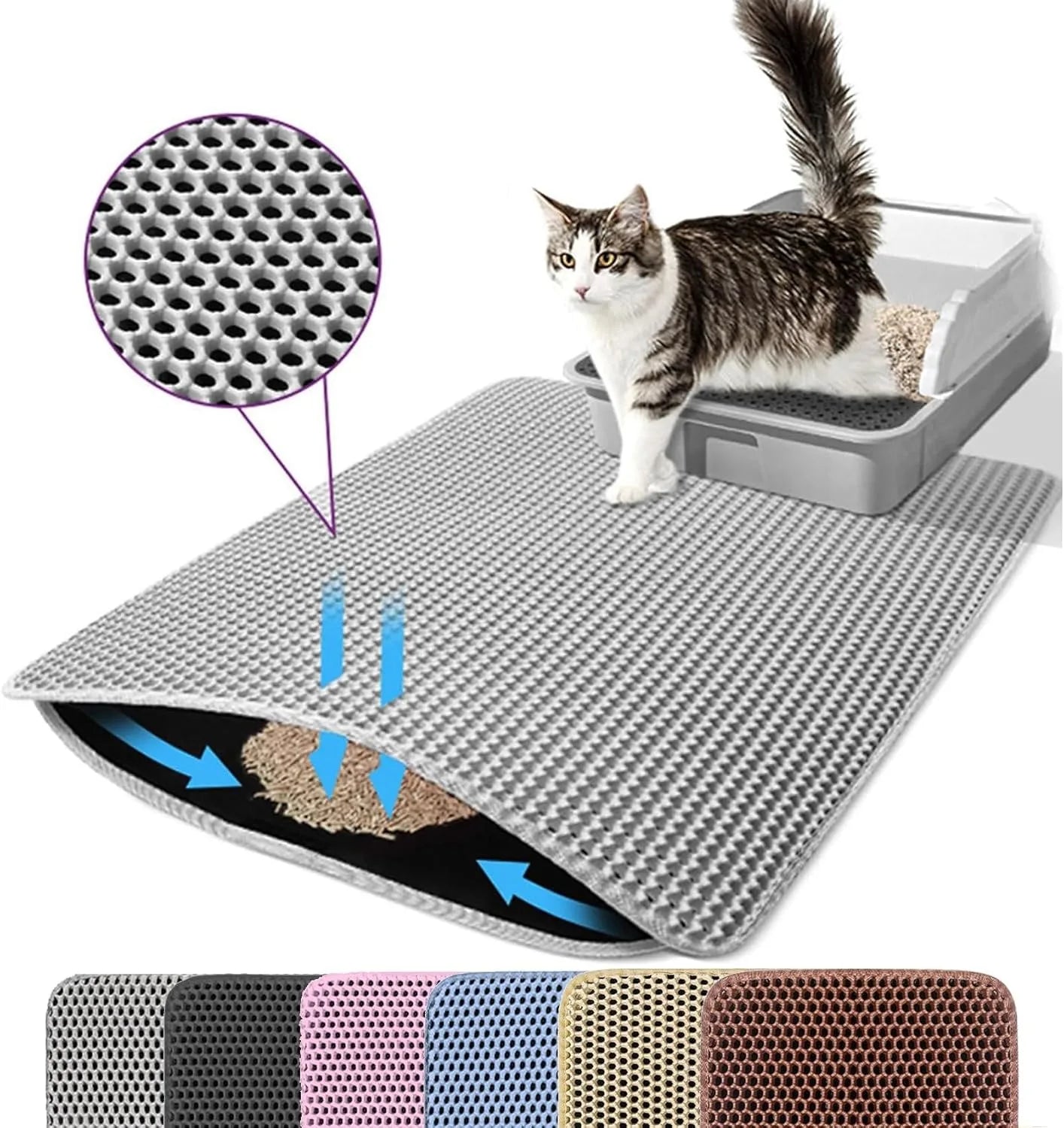 Double-Layer Waterproof Cat Litter Mat, Large