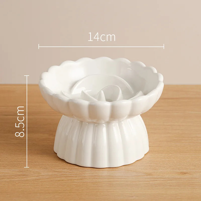 Elevated Ceramic Slow-Feed Cat Bowl