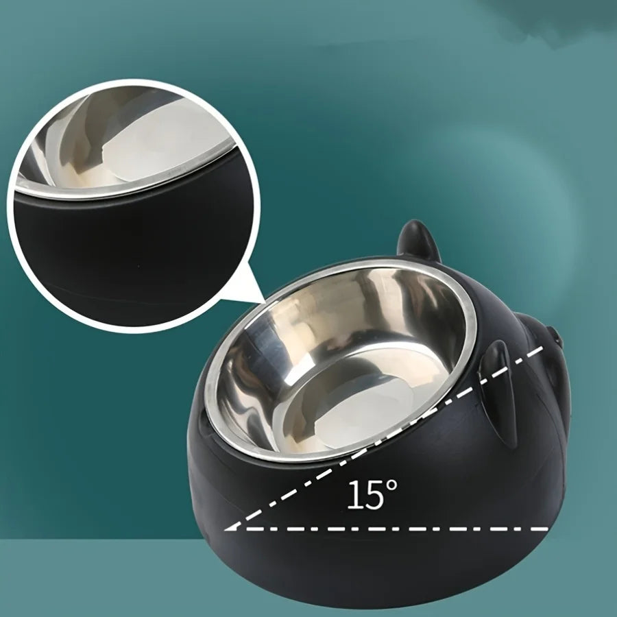 Elevated Tilted Stainless Steel Cat Bowl with Ear Stand - view 3