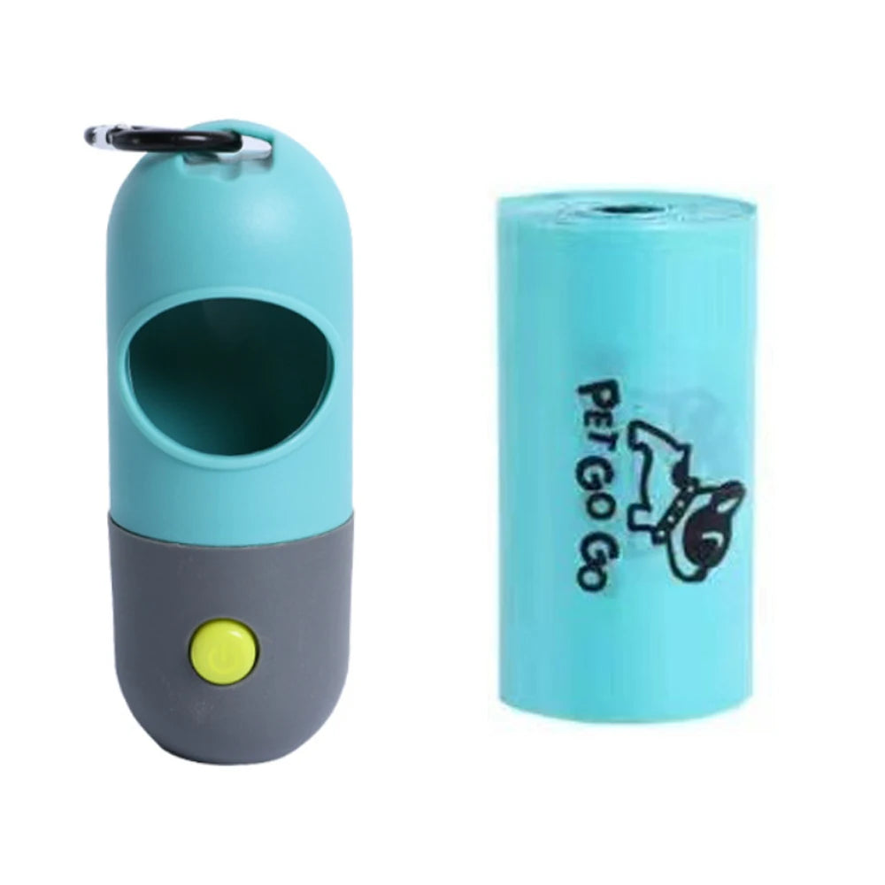 Dog Poop Bag Dispenser with LED Light & Hanging Hook