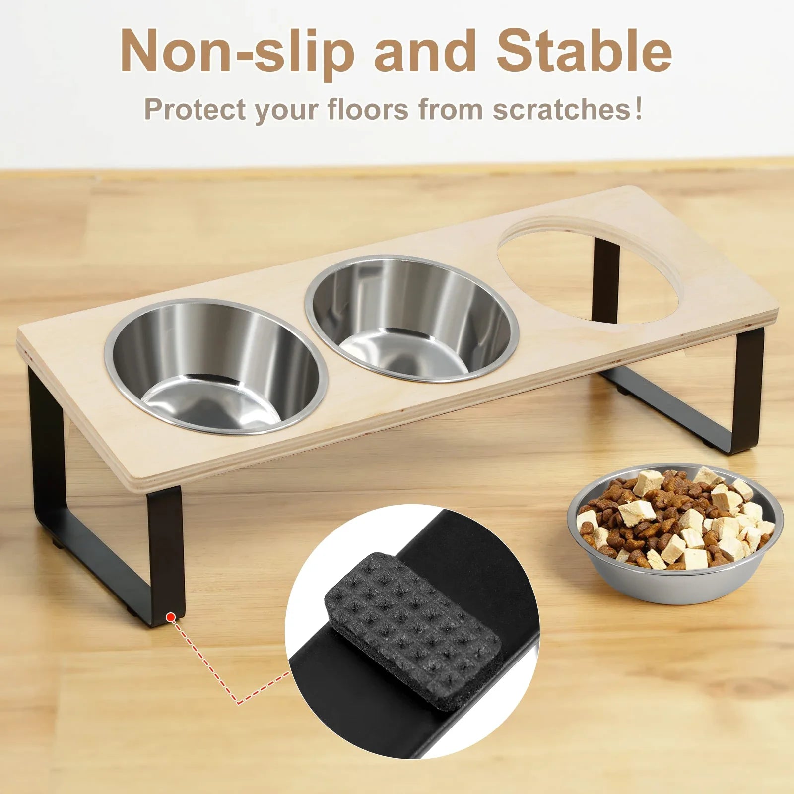 Elevated Tilted Cat Feeding Bowls with Stand
