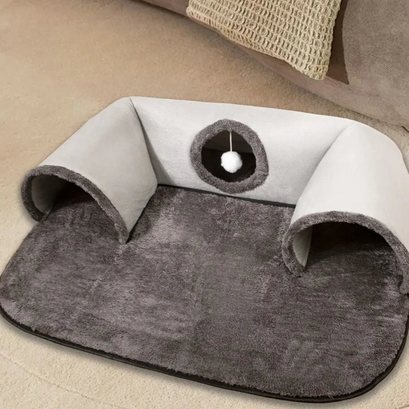 Four Seasons Available Hide Seek Cat Interactive U-shaped Cat Tunnel Cat Bed Cat Channel Removable Washable Anti Dirty Cat Nest